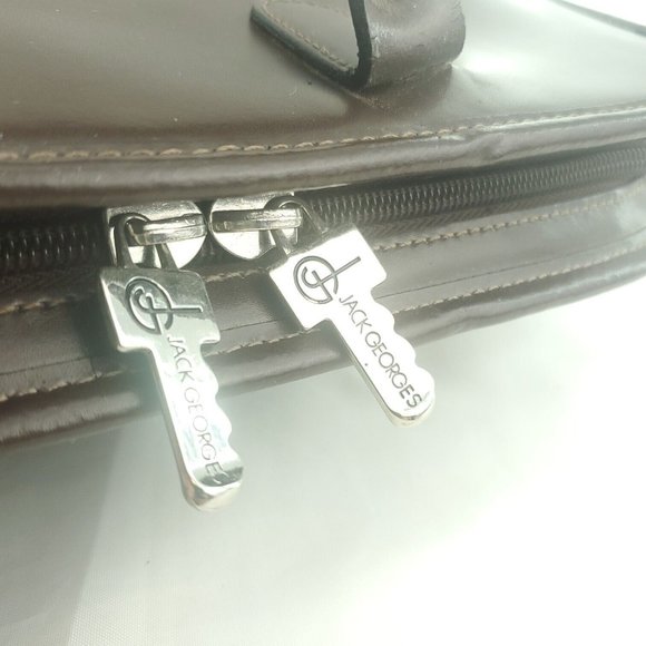 Vintage Jack Georges Womens Dark Brown Leather Double Handle Zip Around Tote Bag - Picture 3 of 14